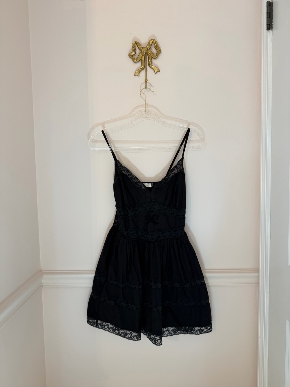 Zima Cotton Lace Bow Mini Dress